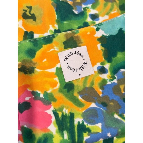 With Jean Womens Dress Green Lala Splice Floral Mini Strapless Tube Boho Large - Picture 4 of 10